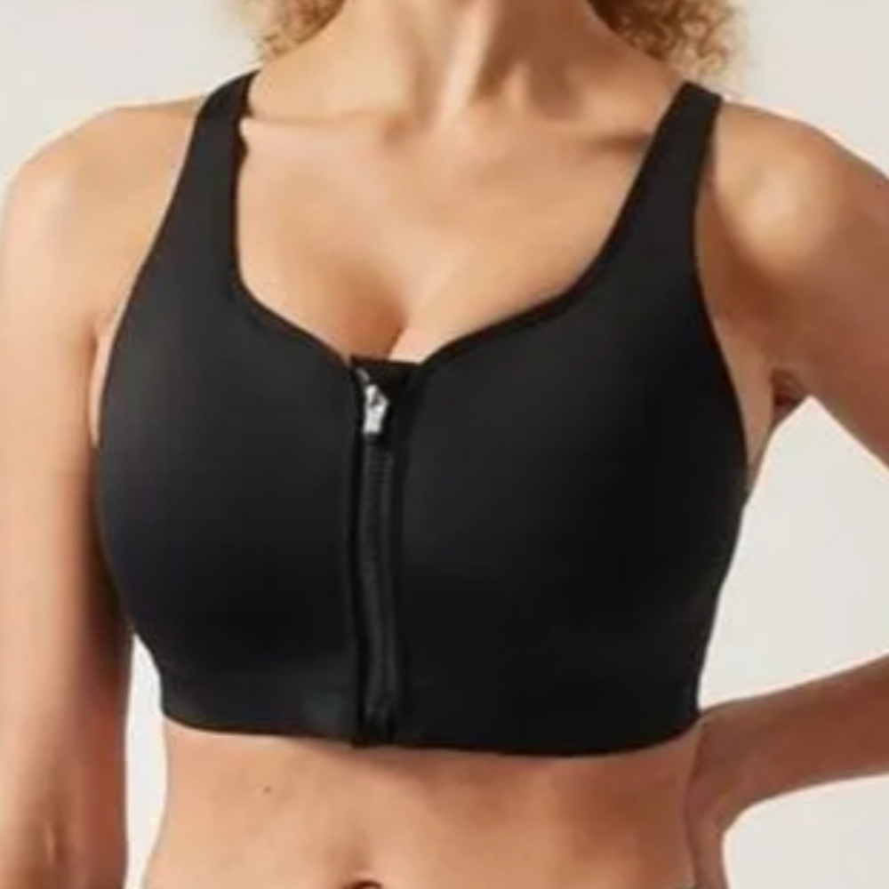 Athleta Black Front-Zip Sports Bra